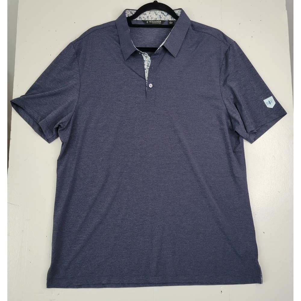7 Diamonds Dawn Patrol Seamless Polo Men Large Navy Blue Stripe Performance Golf